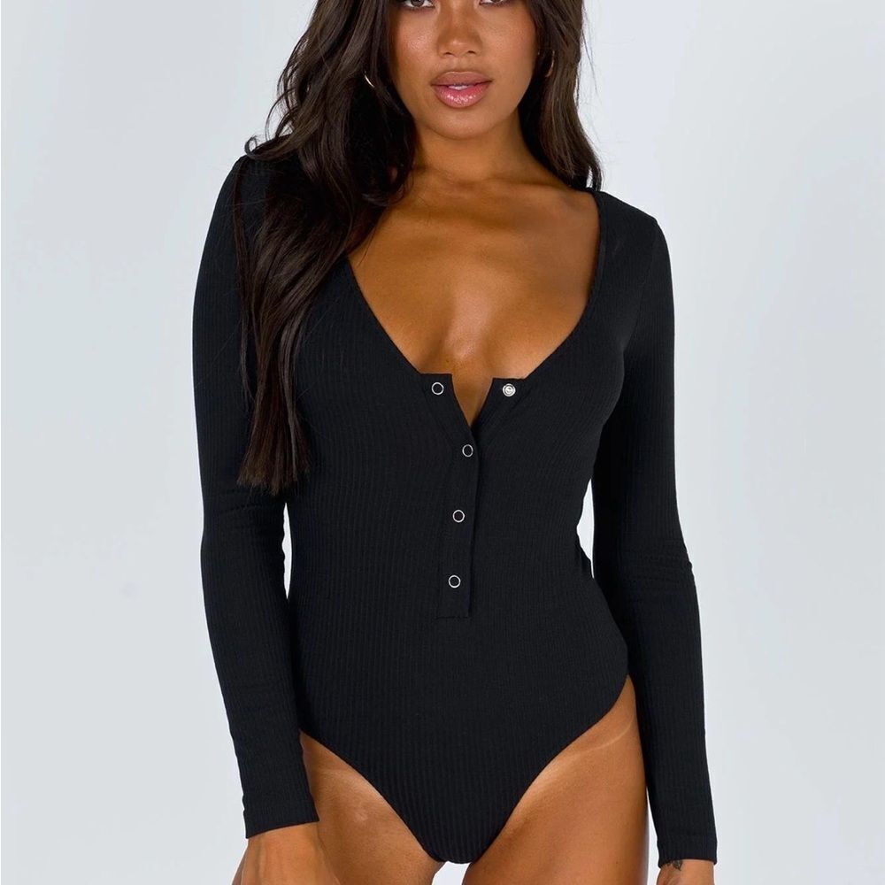 Princess Polly Black Button-Up Bodysuit Sz 0